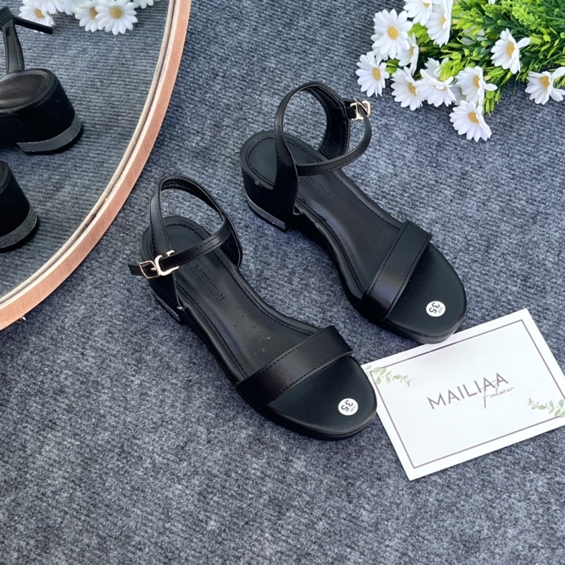 Sandal quai ngang MAILIAA đế xuồng gót bạc 5 phân