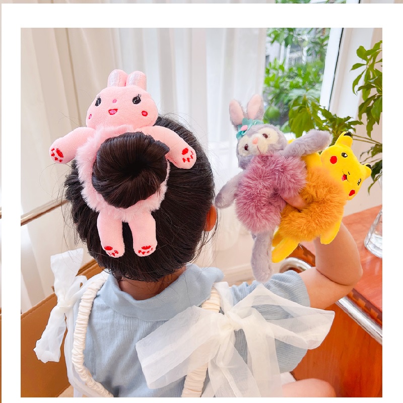 Dây cột tóc dây buộc tóc thú bông lông độc đáo- Kitty- thỏ- gấu