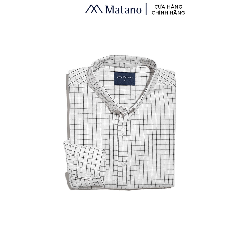 Áo Sơ Mi Kẻ Caro Nam MATANO SM073 tay dài form suông regular, vải cotton thấm mồ hôi, thoáng mát