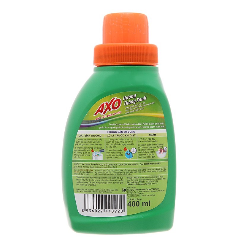 Nước tẩy quần áo màu AXO hương thông xanh 400ml
