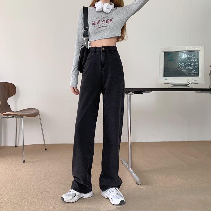 Jiashucheng Quần Jeans Nữ Lưng Cao Dáng Ôm Rách Cá Tính