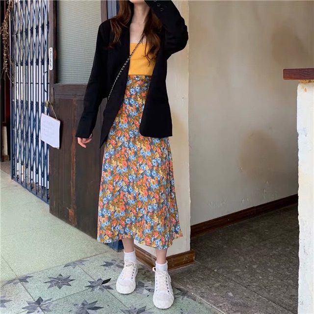 SẴN | Chân váy midi hoa voan
