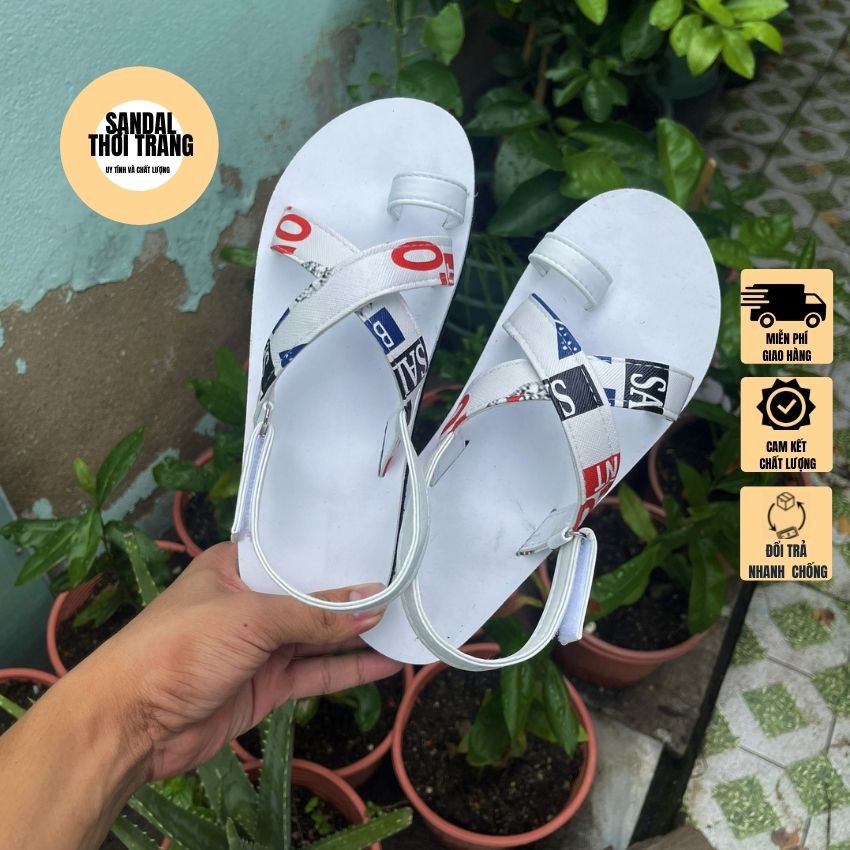 Dép quai hậu xỏ ngón quai chéo đi học nữ nam A24 họa tiết Full sz 30-44 SANDALTHOITRAG