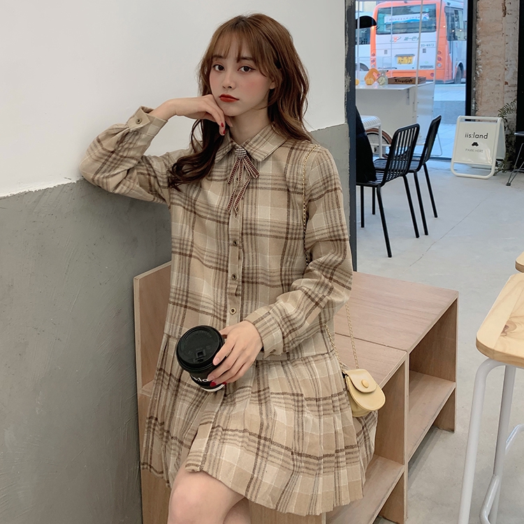 Áo Sơ Mi Dáng Rộng Kiểu Đuôi Cá Họa Tiết Sọc Caro Phong Cách Retro Size L-4xl