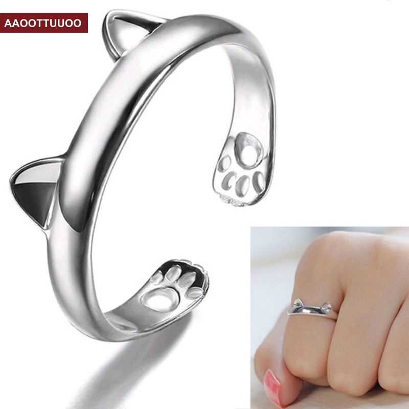 Nhẫn Hợp Kim Hình Tai Mèo Xinh Xắn Cho Nữ