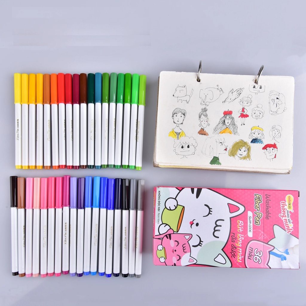 [Nowship] BÚT LÔNG MÀU Fiber Pen Colokit 20 Màu, 36 Màu, Bút Viết Calligraphy, Hán Tự, Thư Pháp - Hàng Chính Hãng TL