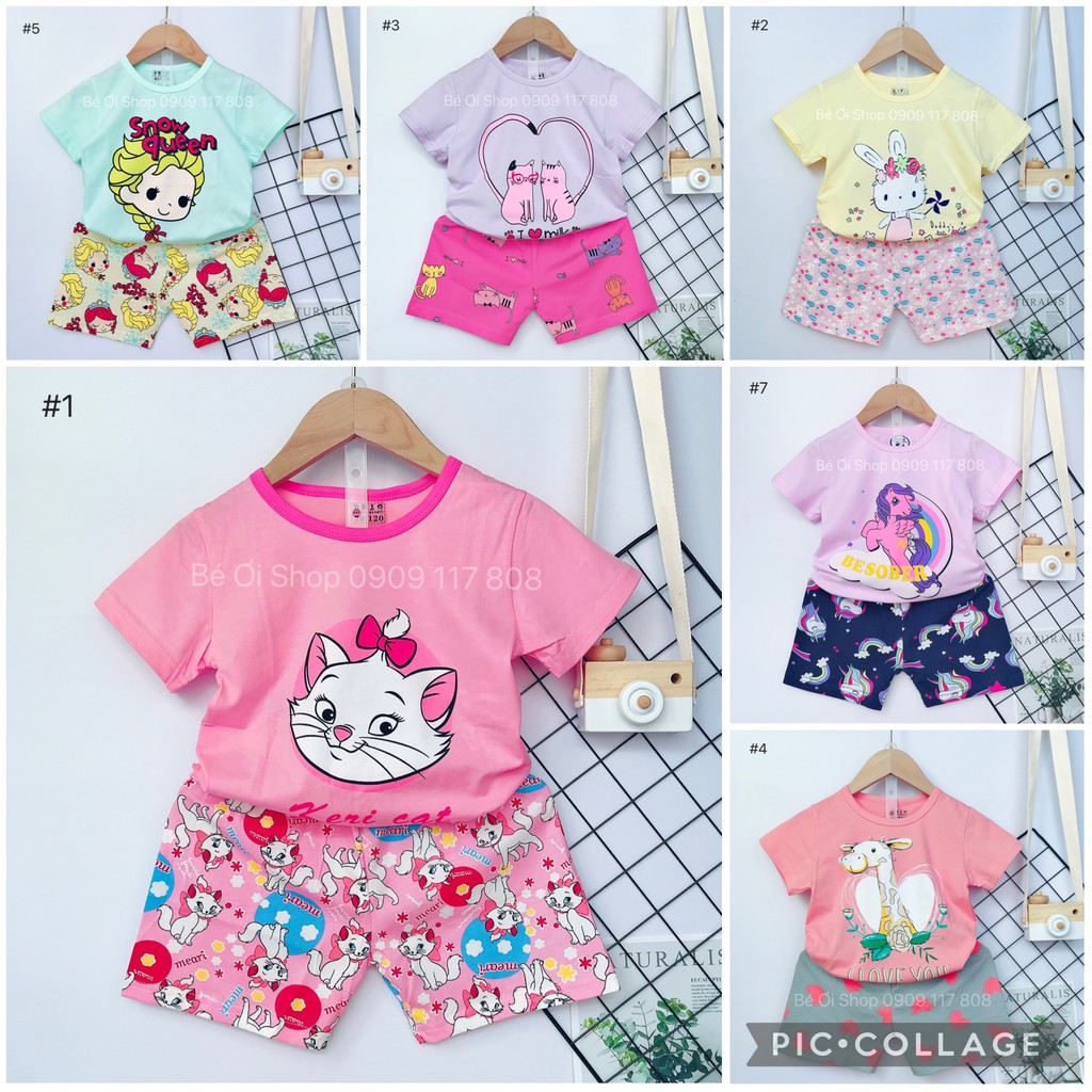 Bộ xuất hàn bé gái Quần áo bé gái 3-6 tuổi (16-24kg) Bộ thun cotton cao cấp cho bé