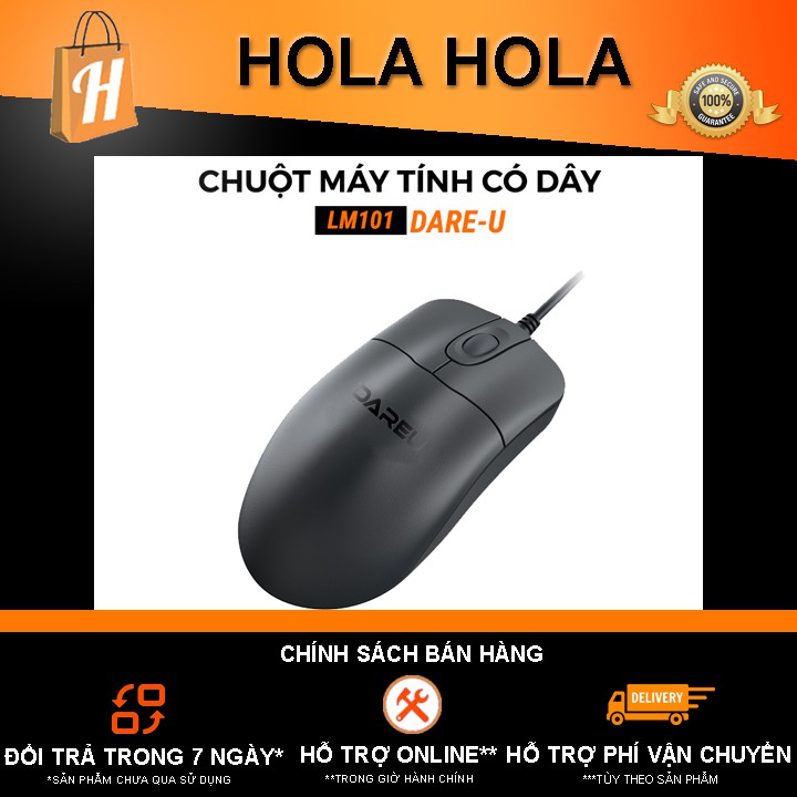 Chuột Máy Tính DARE-U LM101 DPI 1000 độ bền 10 triệu lượt click phù hợp cho văn phòng chơi game bảo hành 3 tháng