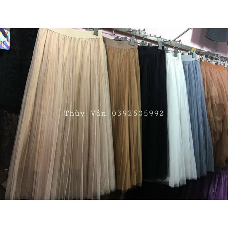 SẴN HÀNG | Chân váy công chúa lưới voan maxi 3 lớp hàng Quảng Châu - Chân váy xếp ly dài 💯