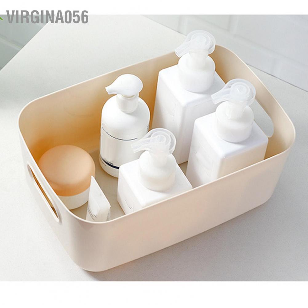 Hàng Hot Giỏ lưu trữ trên máy tính để bàn Hộp lưu trữ mỹ phẩm PP Hộp đựng đồ tạp hóa Máy tính để bàn Tổ chức có tay cầm cho hộ gia đình Hàng giao ngay Virgina056