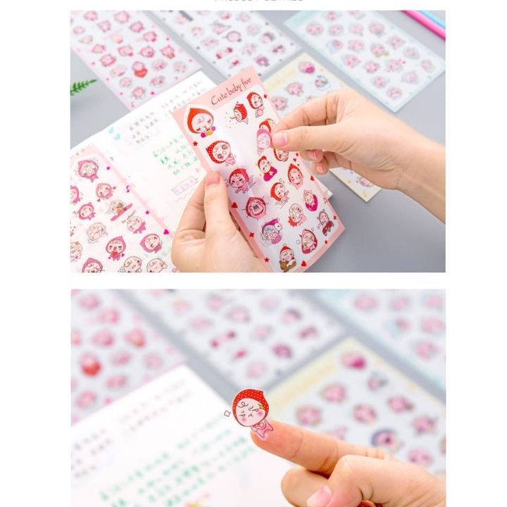 Combo 6 Miếng Dán Trang Trí Sticker Trang Trí Sticker Phong Cách Hàn Quốc Dễ Thương Cho Bé