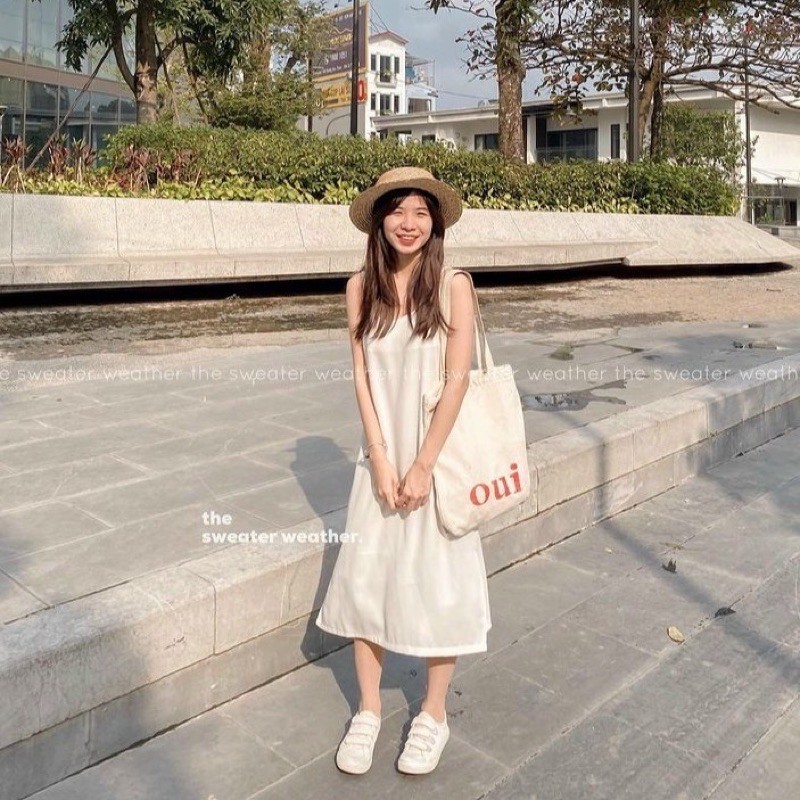 Váy Đũi Hàn Hai Dây, Đầm Dài Dáng Maxi Trơn Siêu Đẹp Đi Biển | BigBuy360 - bigbuy360.vn