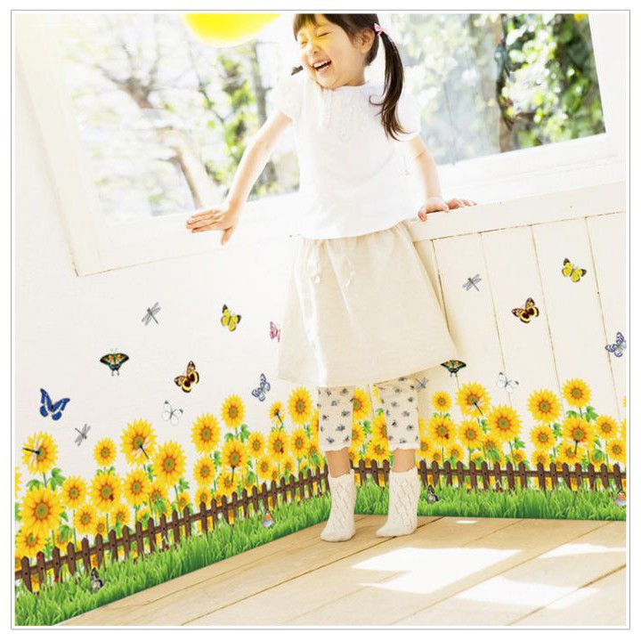 Decal dán tường Chân tường hướng dương 2 - PVC vinyl - DCT034