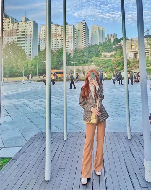Quần loe 2 nút lưng cao dáng dài