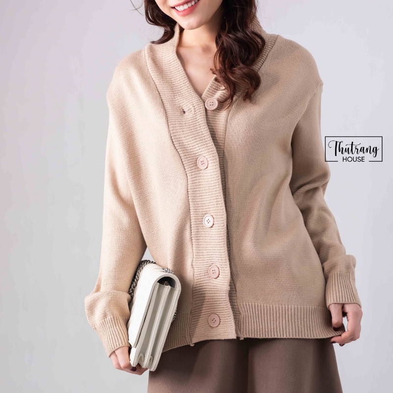 Áo khoác cardigan len nữ cổ tim V phối cùng váy dạ dệt kim phong cách ulzzang Hàn quốc MSP501 | BigBuy360 - bigbuy360.vn