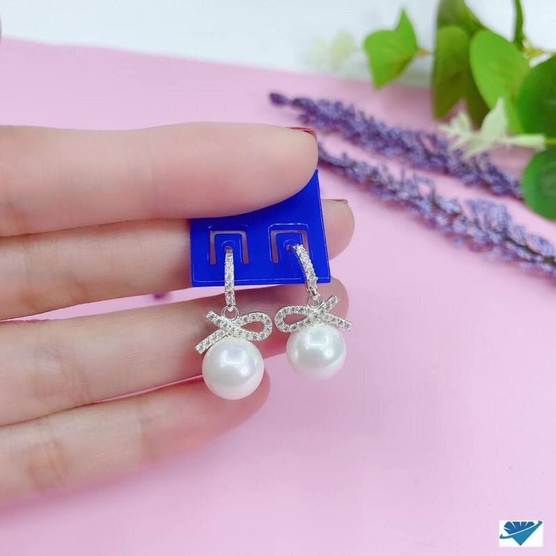 BÔNG TAI ĐÍNH TRAI NƠ BẠC TA