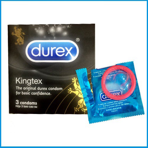 [Chính Hãng] - Bao cao su Durex Kingtex HỘP 3 CÁI  Size 52mm - BCS Ôm Sát - Kéo dài thời gian yêu hiệu quả