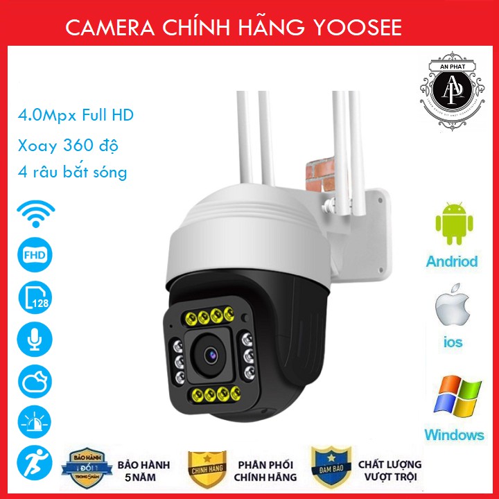 Camera Yoosee Ngoài Trời Ptz 4 rau 14led Xoay 360 Độ 3.0Mpx Full HD BH 5 NĂM Mẫu Mới 2020