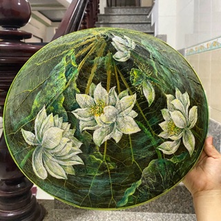 Nón lá sen họa tiết hoa sen hồng - sen trắng