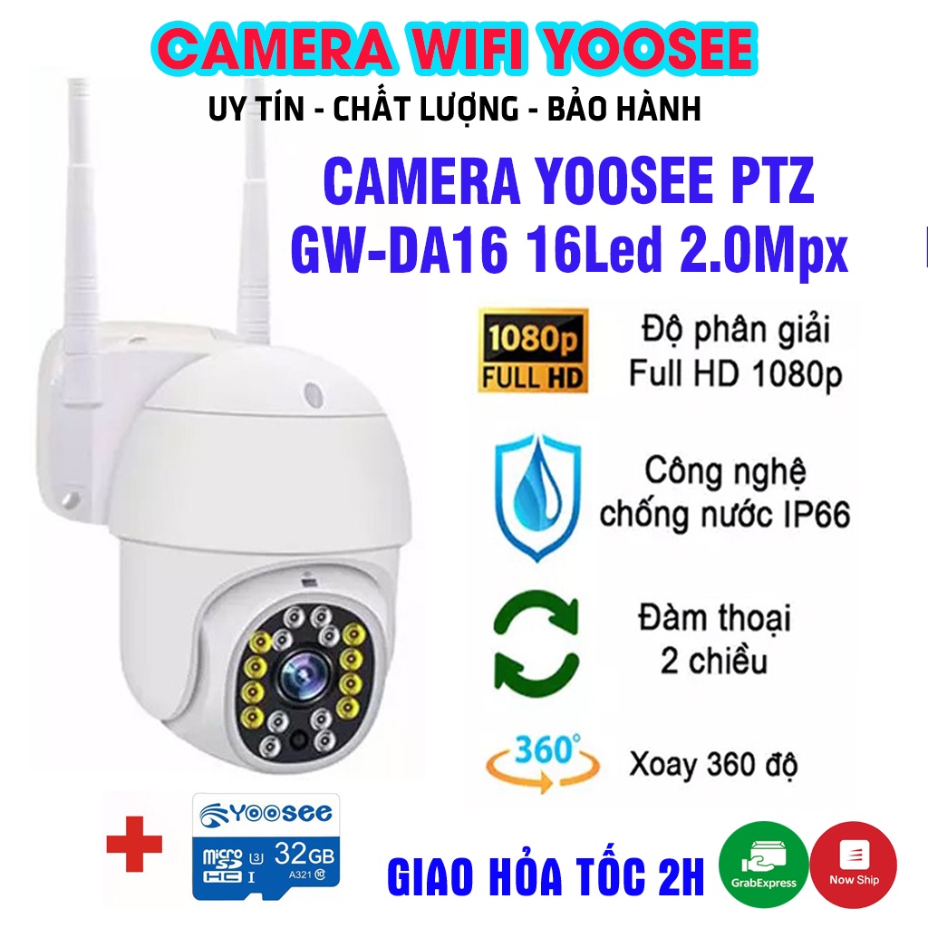 Camera Yoosee PTZ xoay 360, Full HD siêu nét kèm thẻ nhớ yoosee - Camera giám sát, cam kết chính hãng | BH 12 Tháng