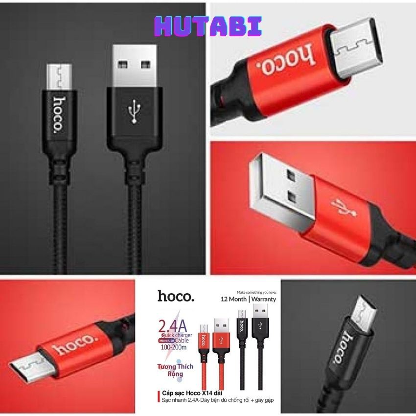 [ HOCO ] DÂY SẠC DÂY DÙ CỔNG SẠC MICRO USB HOCO X14 - HĐH ANDROID Hungzadung_hutabi