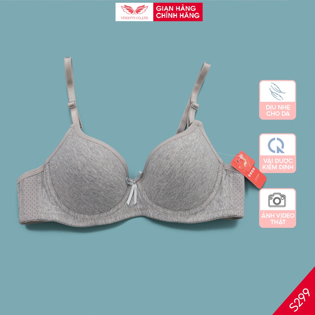 Áo lót nữ mút mỏng có gọng nâng ngực chống chảy xệ quả chéo siêu ôm cotton kháng khuẩn mát mẻ mùa hè Vingo S299 VNGO