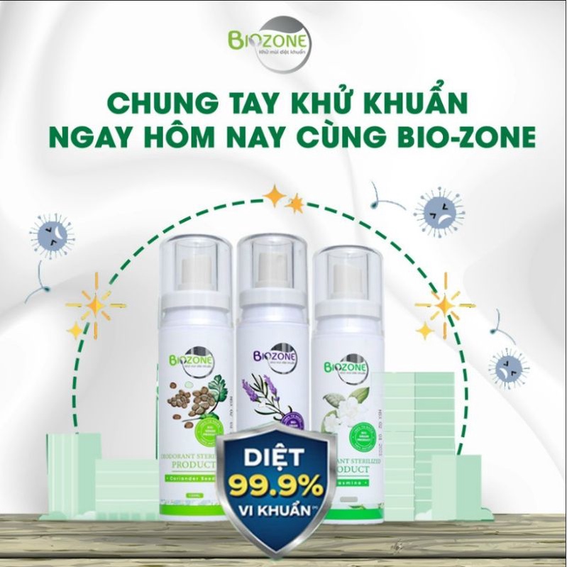 Chai xịt Khuẩn, Khử Mùi, Xịt khẩu trang, oto - BIOZONE của VietGreen