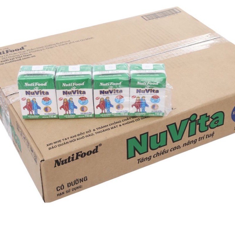 Thùng 48 Hộp Sữa Tiệt Trùng Có Đường Nuvita Nutifood (110ml)