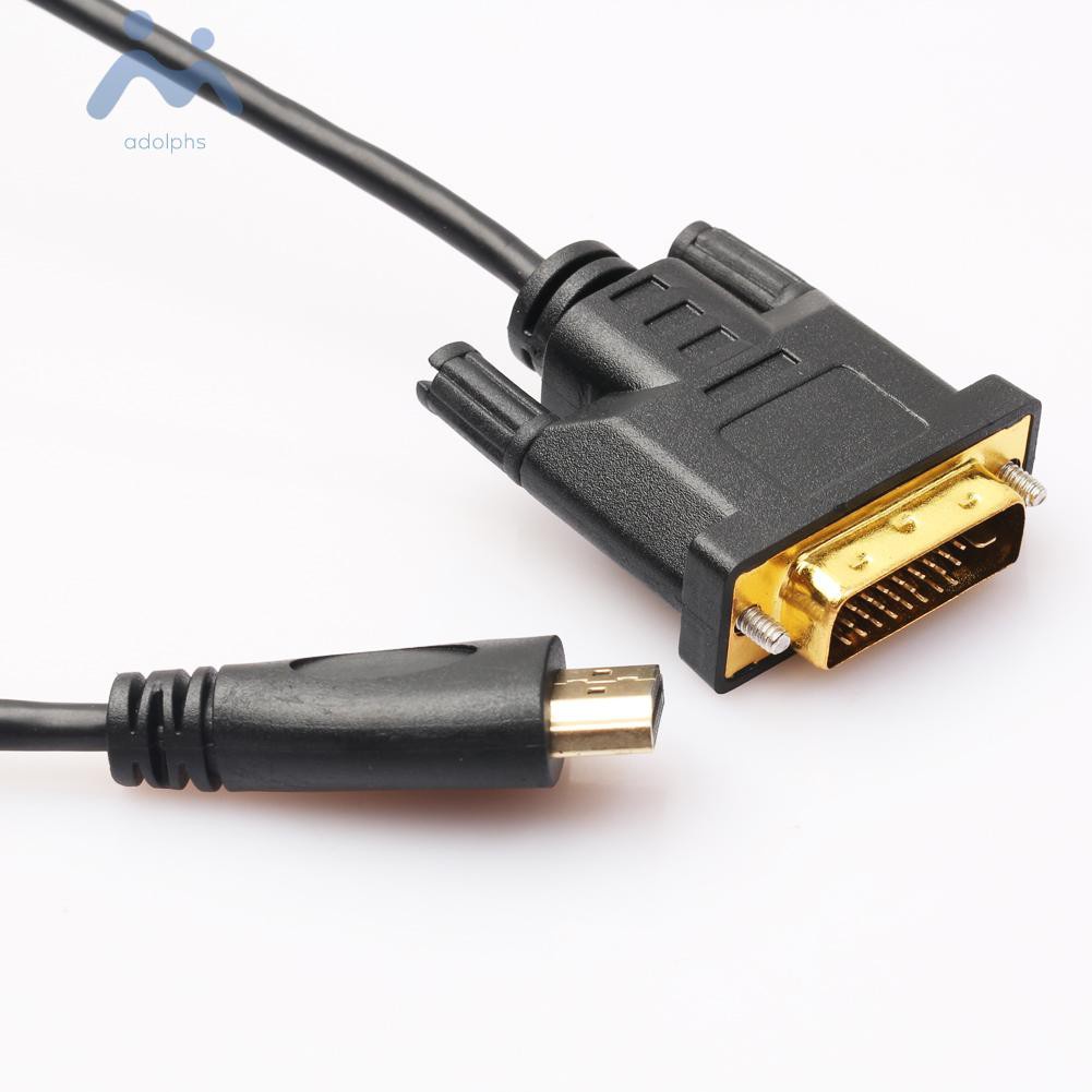 adolphs HDMI-compatible to DVI-D 24+1 Pin Monitor Display Adapter Cable Male/Male Gold HD HDTV