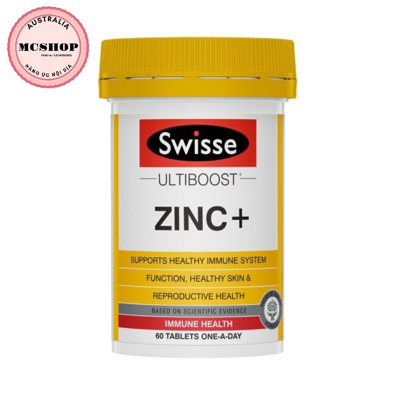 Viên Uống Bổ Sung KẼM ZINC + SWISSE ÚC 60 viên (Date 2023) | Thế Giới Skin Care
