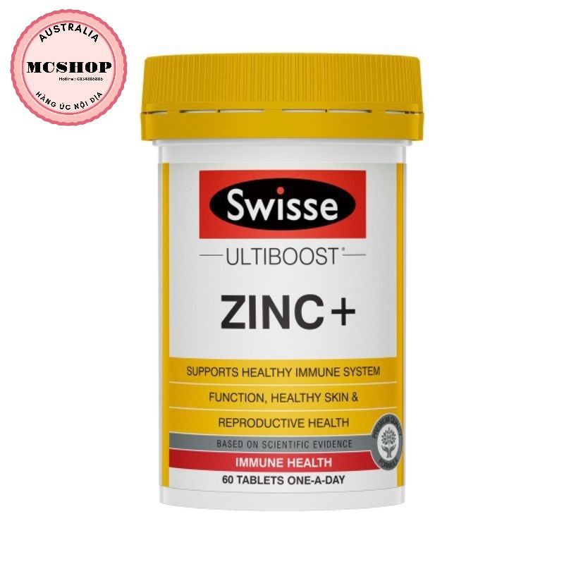 KẼM ZINC + SWISSE ÚC 60 viên DATE /2023 (CHÍNH HÃNG)