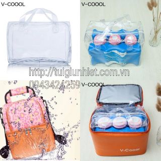 Túi giữ nhiệt cao cấp VCoool 2 ngăn tặng 2 túi đá gel Acool