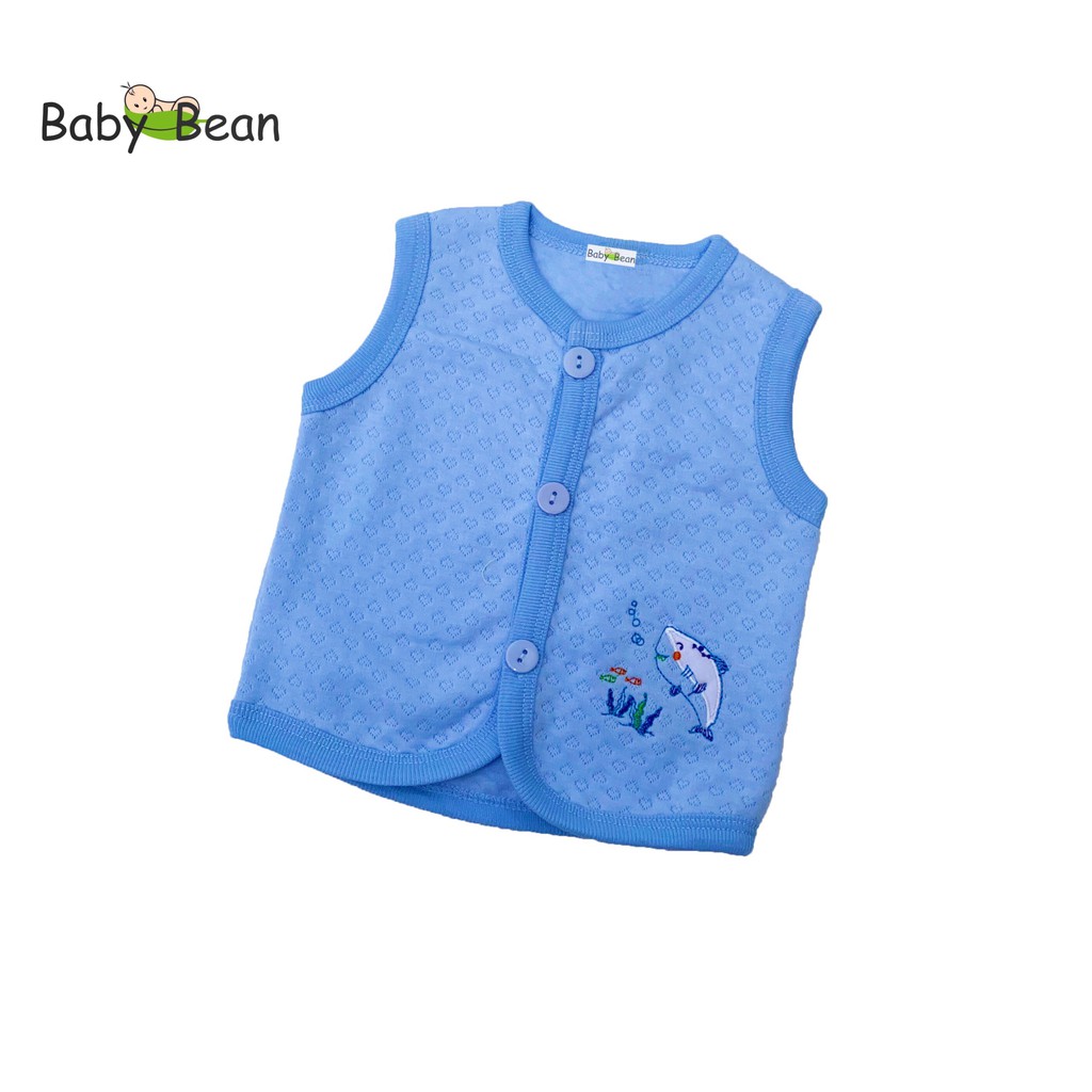 Áo Gile Cotton Unisex Sơ Sinh Thêu Cá Mập BabyBean