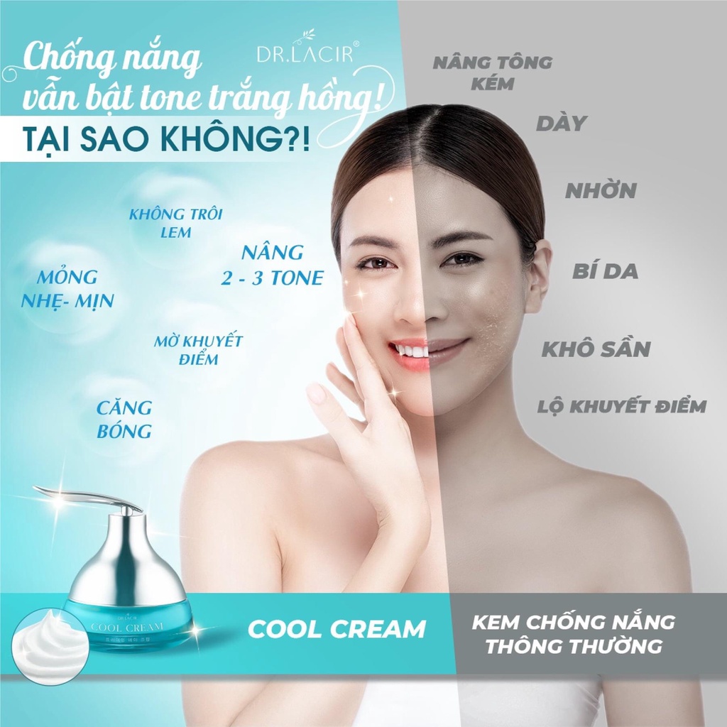 Mini Kem Chống Nắng Vật Lý Coolcrem Drlacir,Hộp 5gram ,Giúp Chống Nắng,Dưỡng Trắng Da,Giúp Nâng Tone da