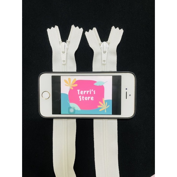 Dây khoá kéo nhựa màu trắng YKK 1 đầu khoá dài 90cm & 32cm - Răng 7mm màu trắng