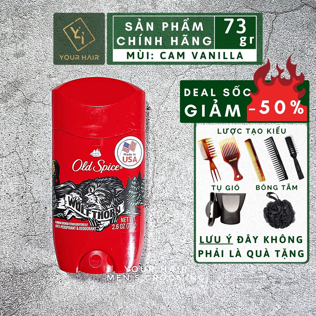 Lăn khử mùi Old Spice Wolfthorn 73gr - Mùi Cam Vani - Chính hãng USA