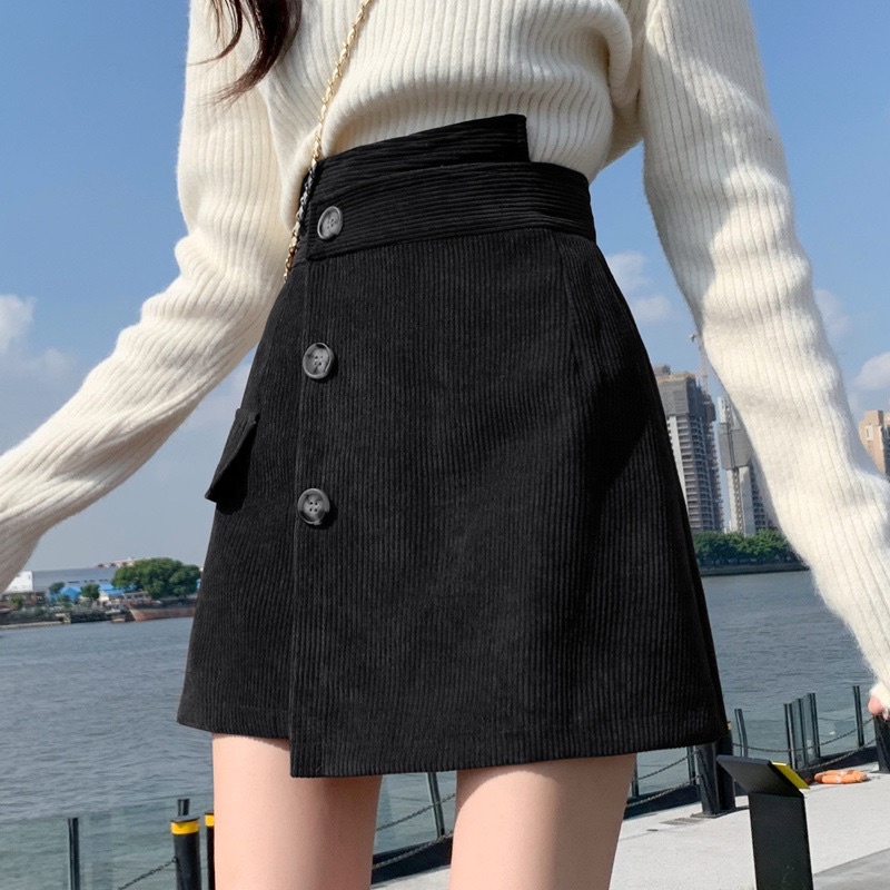 Chân váy nhung tăm phối đồ cực chất