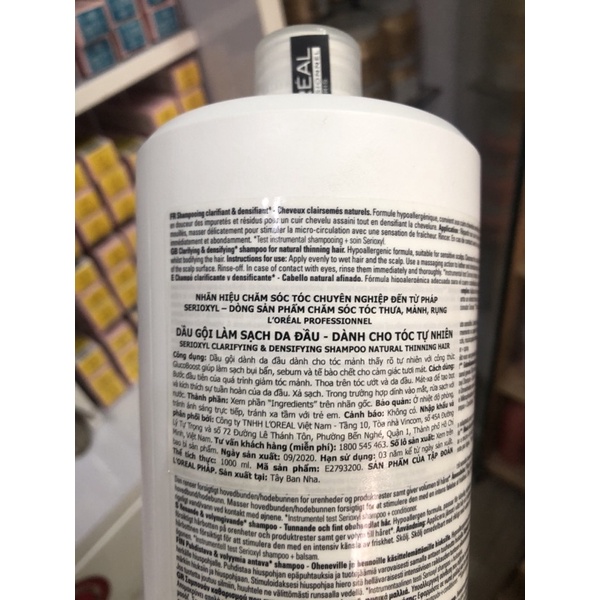 Dầu gội xả cho tóc thưa mảnh rụng L'oreal Serioxyl Thinning hair