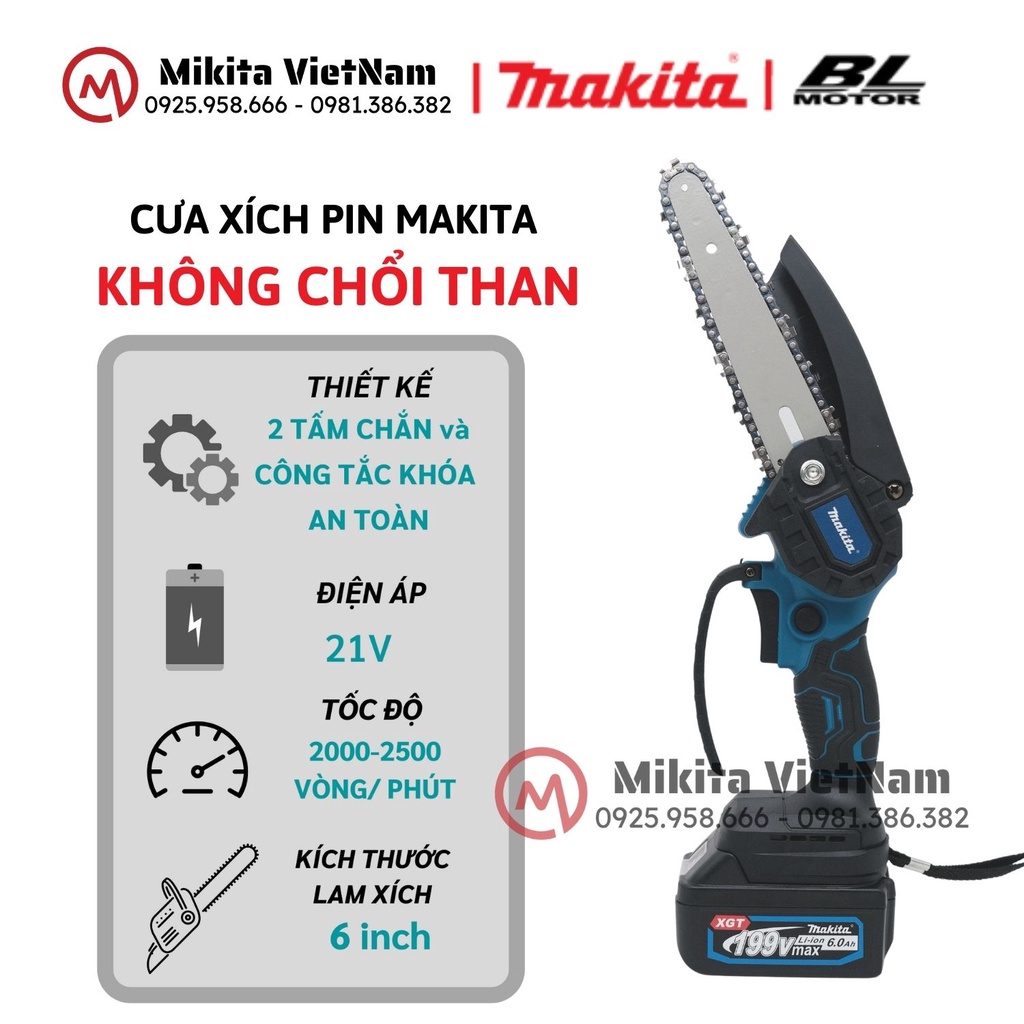 MÁY CƯA XÍCH MINI CHẠY PIN MAKITA - KHÔNG CHỔI THAN Mới Nhất 2021