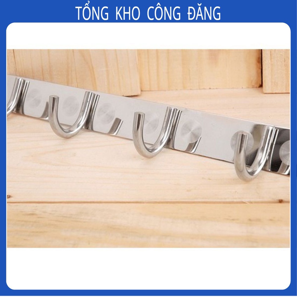 Móc treo quần áo 7 mấu inox đặc tặng kèm phụ kiện ốc vít.