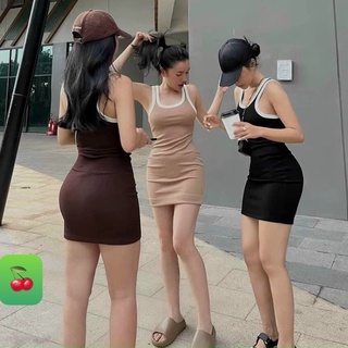 Đầm Body gân balo viền D07