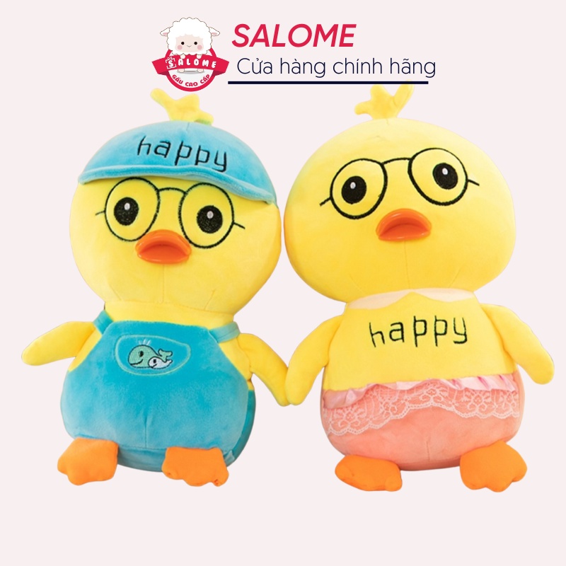 Gấu bông con vịt vàng mặc yếm nhỏ 35cm SALOME, Thú ôm vịt mặc váy quà tặng cao cấp