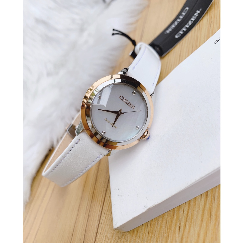 Đồng hồ nữ chính hãng Citizen Ceci Diamond EM0796-08Y - Máy quartz pin năng lượng ánh sáng - Kính cứng