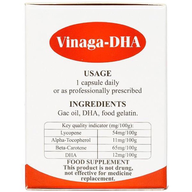 Dầu gấc Vinaga DHA 30v hàng xuất khẩu Gac Oil giúp sáng mắt đẹp da tăng sức đề kháng | Thế Giới Skin Care