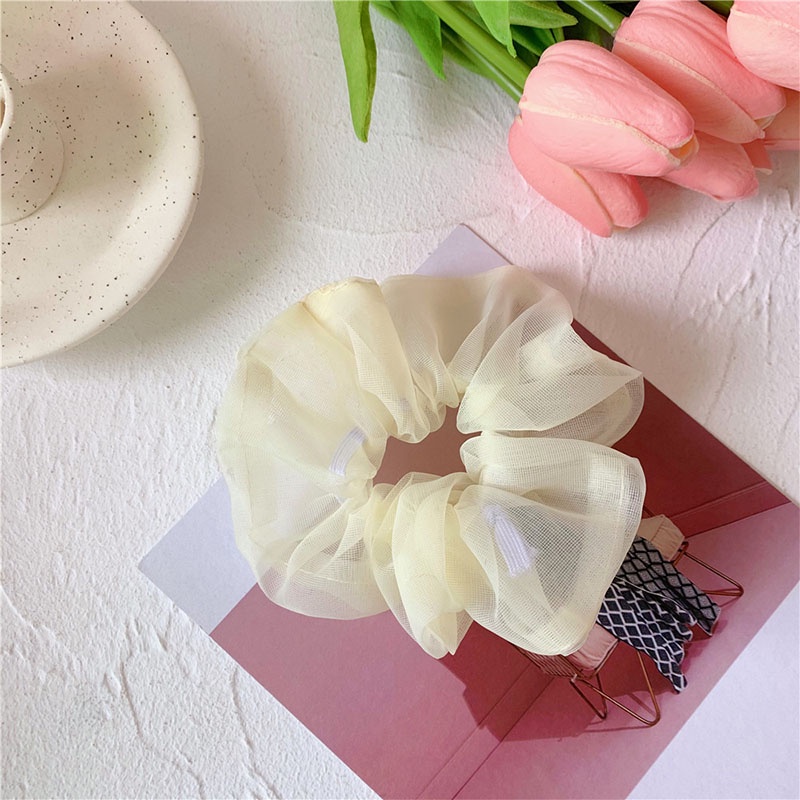 Dây Buộc Tóc Co Giãn Trong Suốt Phối Lưới Thời Trang Mùa Hè Thanh Lịch Cho Nữ