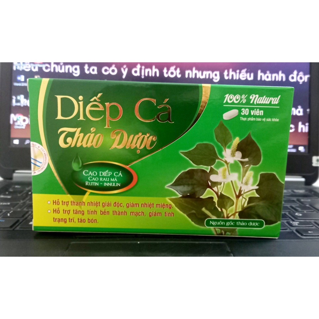 Viên uống Diếp Cá Thảo Dược - Giúp thanh nhiệt giải độc , tăng bền thành mạch, giảm tình trĩ, táo bón -Hộp 30v