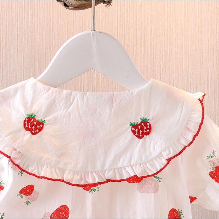 Đầm công chúa tay phồng bằng vải cotton thời trang dễ thương dành cho bé gái 0-4 tuổi