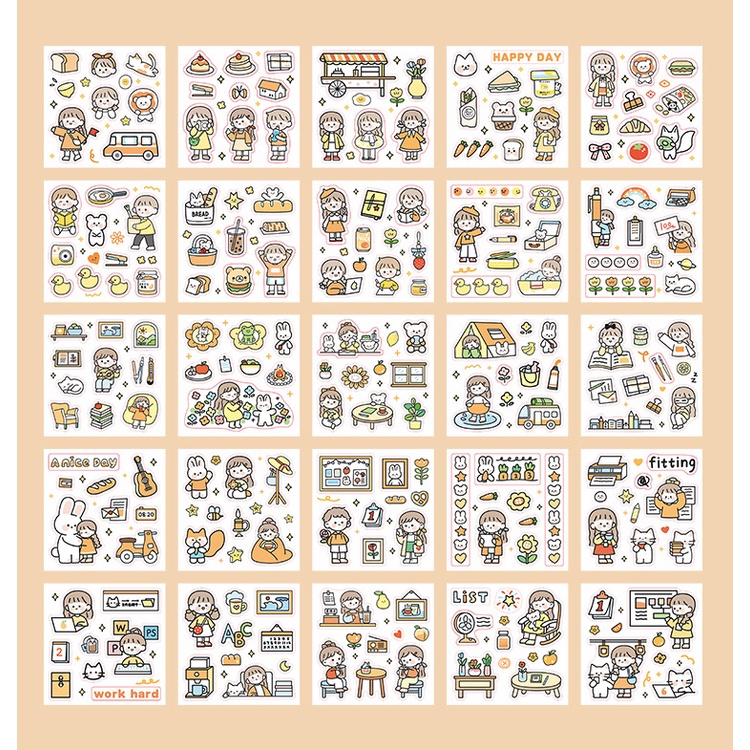 Miếng dán Sticker dễ thương trang trí giá đỡ sách, laptop, điện thoại