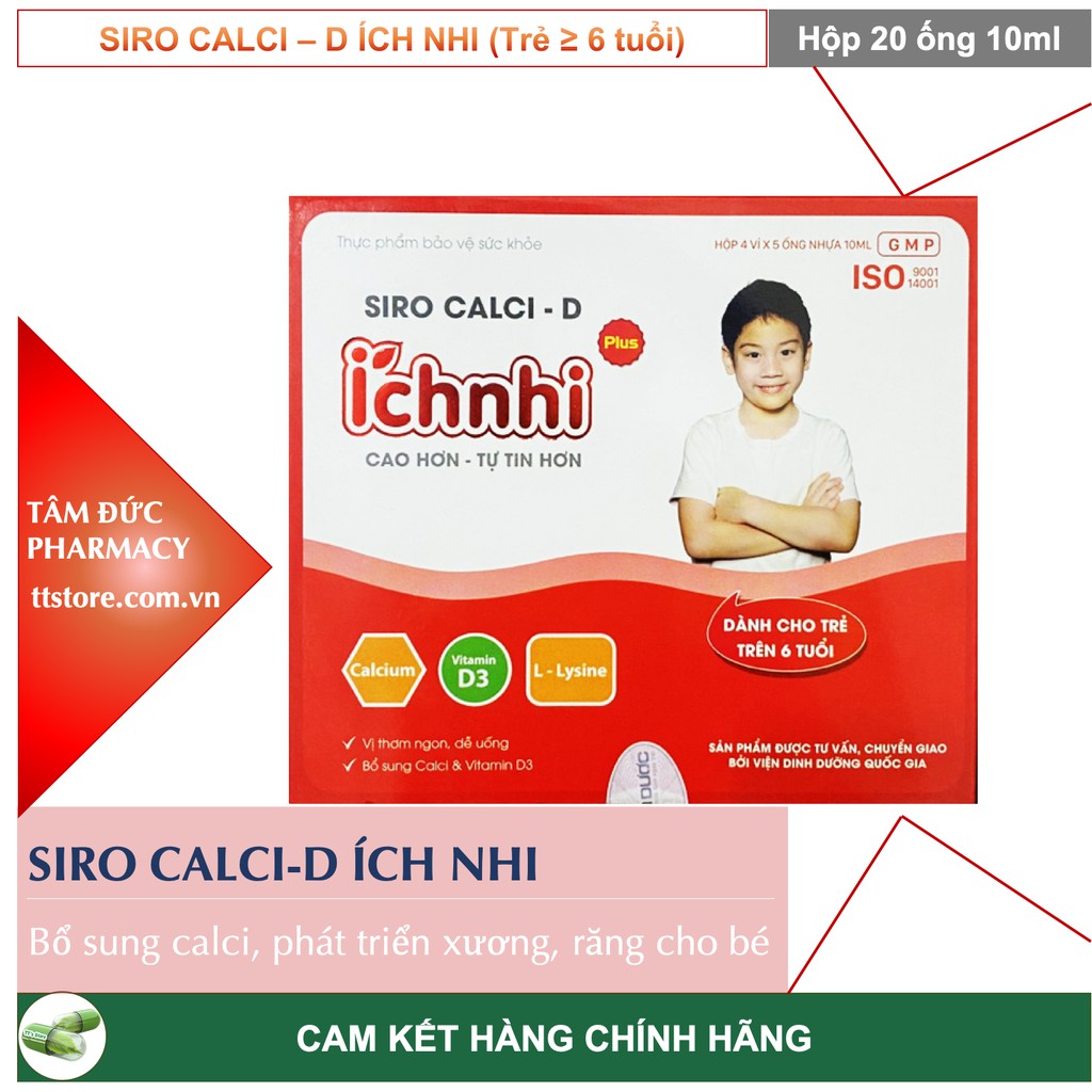 SIRO CALCI-D ÍCH NHI [Hộp 20 ống] - Bổ sung calci, phát triển xương cho trẻ [Nam Dược]