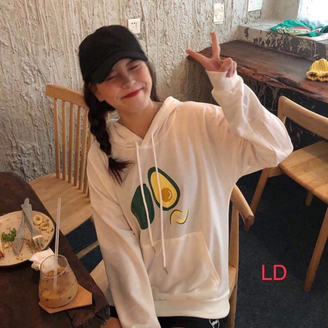 Áo hoodie hai quả bơ cắt miếng LDU1019